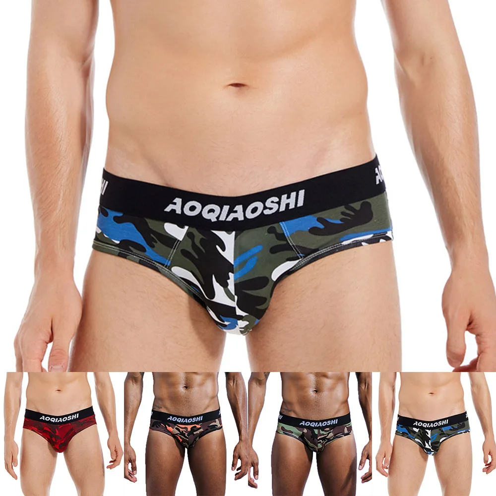 

Men Camouflage Comfy Underwear U Convex Large Pouch Breathable Comfortable Sexy Low Waist Sleepwear Swimwear Briefs