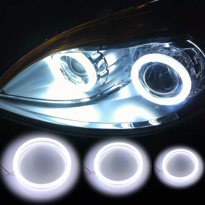 

1Pair Car Cob Aperture Angel Eye LED Headlight COB White Light Circle 60/70/80/90/100/110/120mm Motorcycle Auto Modification