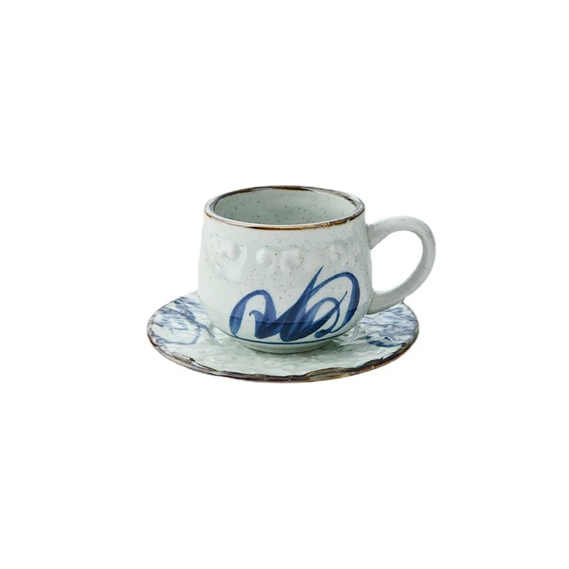 

Japanese Style Coffee Cup and Saucer Set Creative Ceramic Mug Hand-painted Tea Cup with Handle Home Water Cup with Saucer Set
