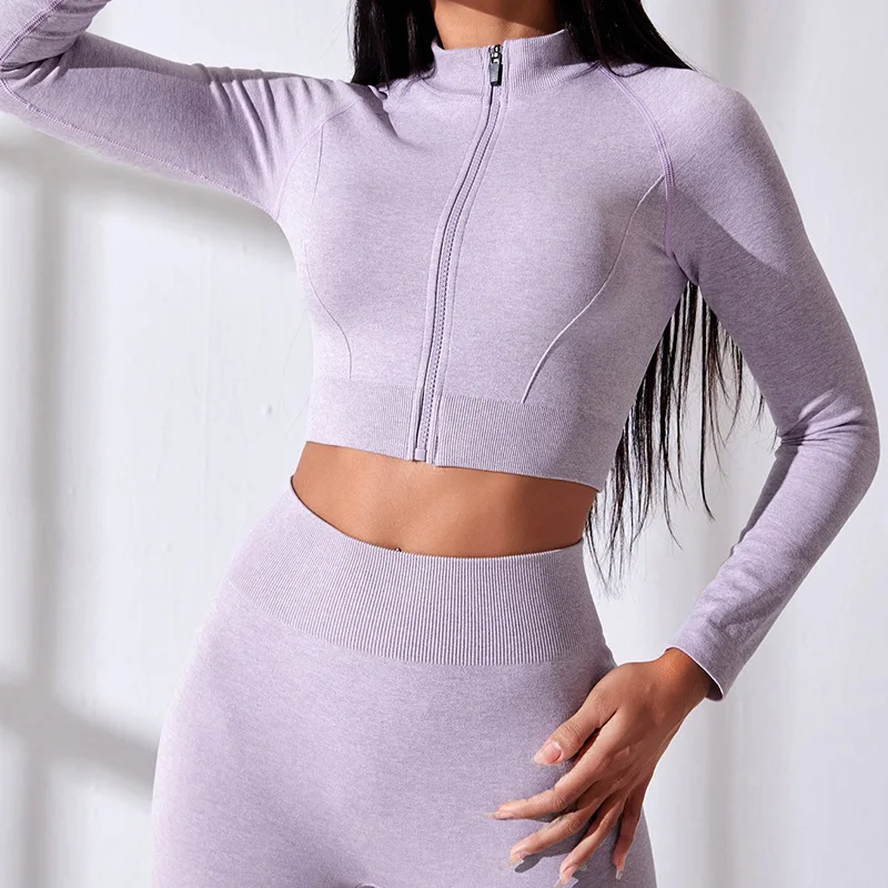2pcs Seamless Yoga Set Women Workout Sportswear Gym Suits Long Sleeve Crop Top T-Shirt High Waist Leggings Fitness Sport Outfit