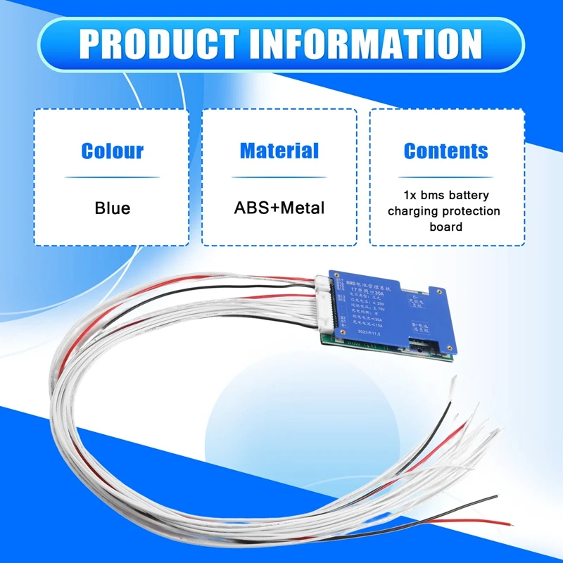 18650 Батарея Bms 17S 60 В Литий-ионная батарея Общий порт Зарядная панель с защитой от