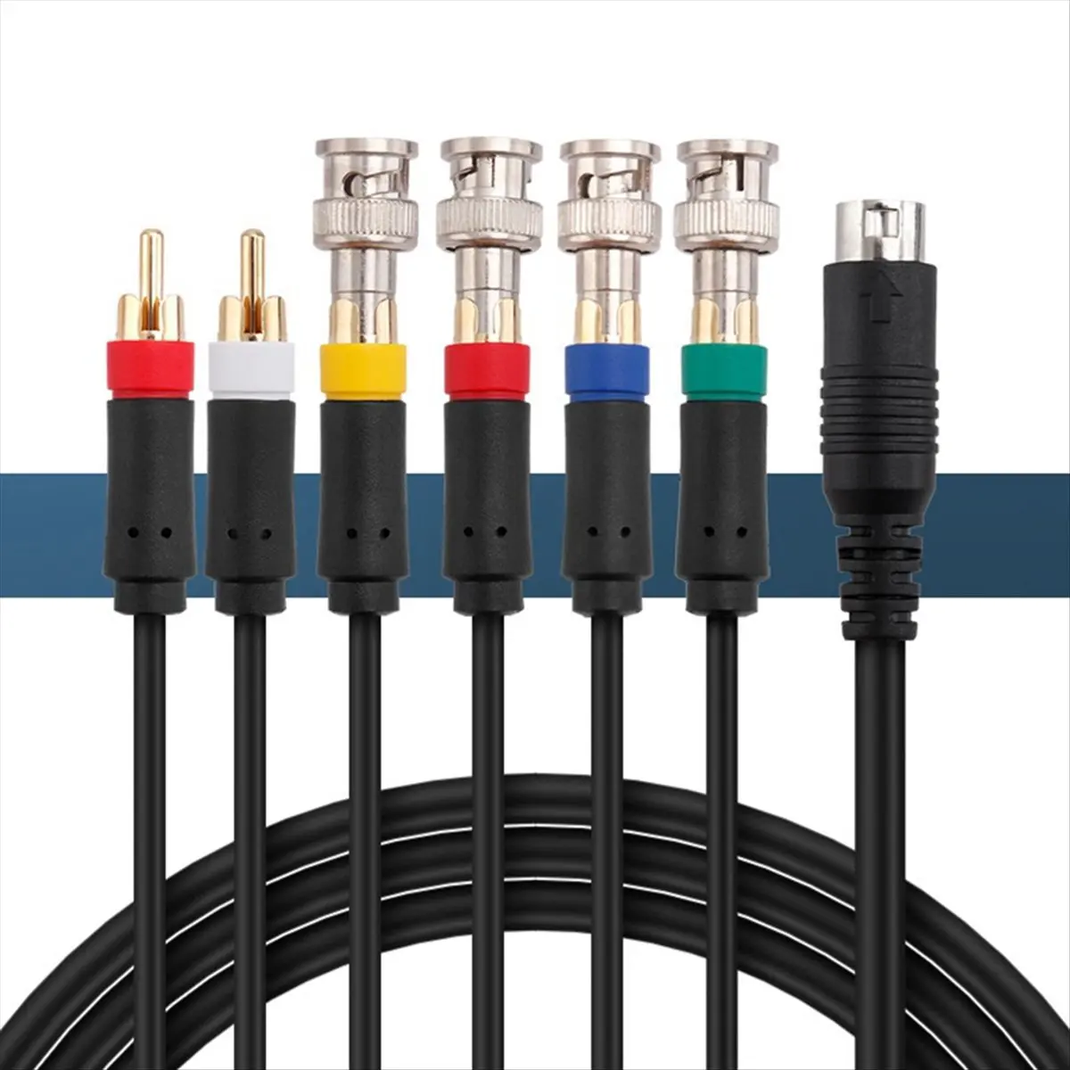 Кабель DTC5 1.8M RGBRGBS с разъемом MINI DIN-9Pin для игровых консолей Drive 2 MD2 с адаптером BNC (art.: 3920dbdd824f4) - 3920dbdd824f4