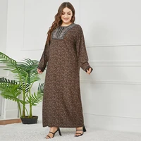 2022 women plus size muslim abaya casual long sleeve printed long dress maxi dress 100kgs dubai fashion