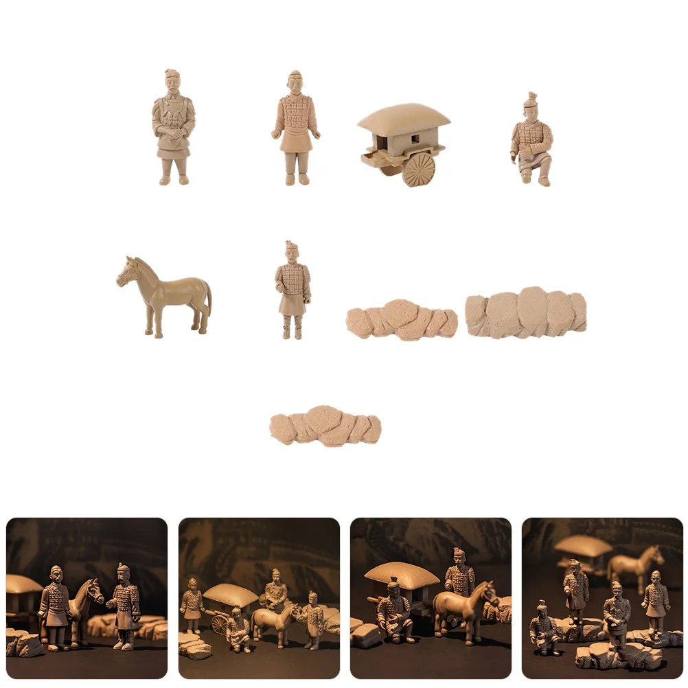 Украсьте терракотовые воины и лошади маленькие украшения статуя солдата