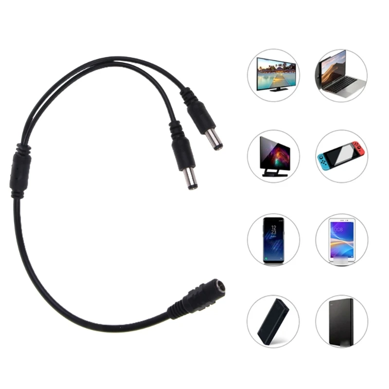 

Power 1 Female to 2 Male 5.5mmx2.1mm Power Supply Splitter Cord Cable for Camera Power Wire 36cm Length Cord DXAC