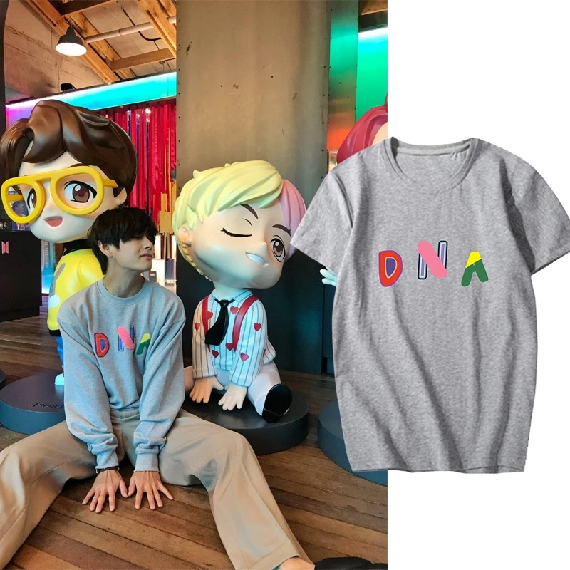 

Harajuku T-shirt Women KPOP Bangtan Boys T Shirt Women JIMIN JIN SUGA V DNA Tshirts Top Tees Female