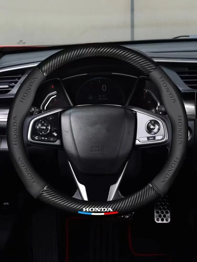 

Auto Carbon Fiber Steering Wheel Cover Non-slip Suitable For Honda FIT Accord Civic CRV XRV HRV Jazz Odyssey City Spirior Pilot
