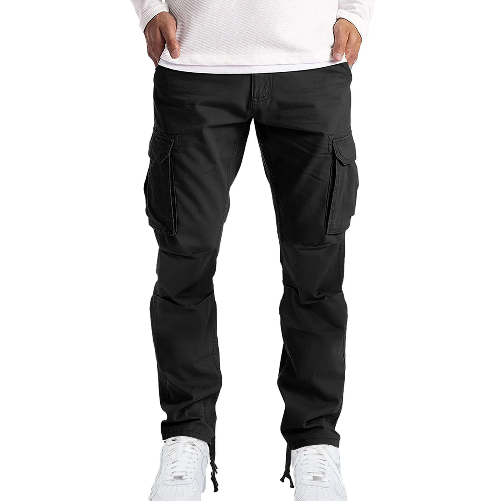 

Men Cargo Pants straight Pants Casual Trousers Cotton twill Trousers Male Tactical Spring Loose Multi-Pocket Sweatpants