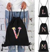 canvas drawstring backpack fashion gym drawstring bag pink series pattern casual string shoulders psack outdoor beach bag