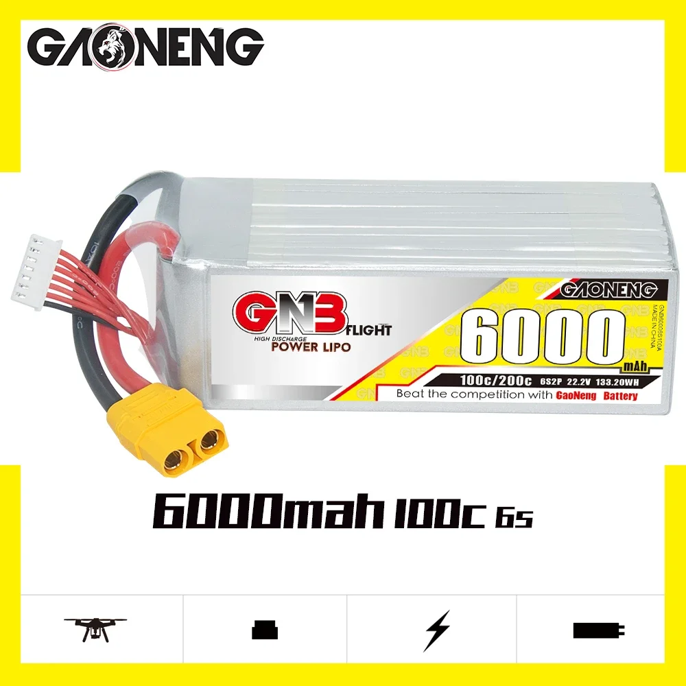 Gaoneng GNB 6S2P 22.2V 6000mAh 100C Lipo AS150