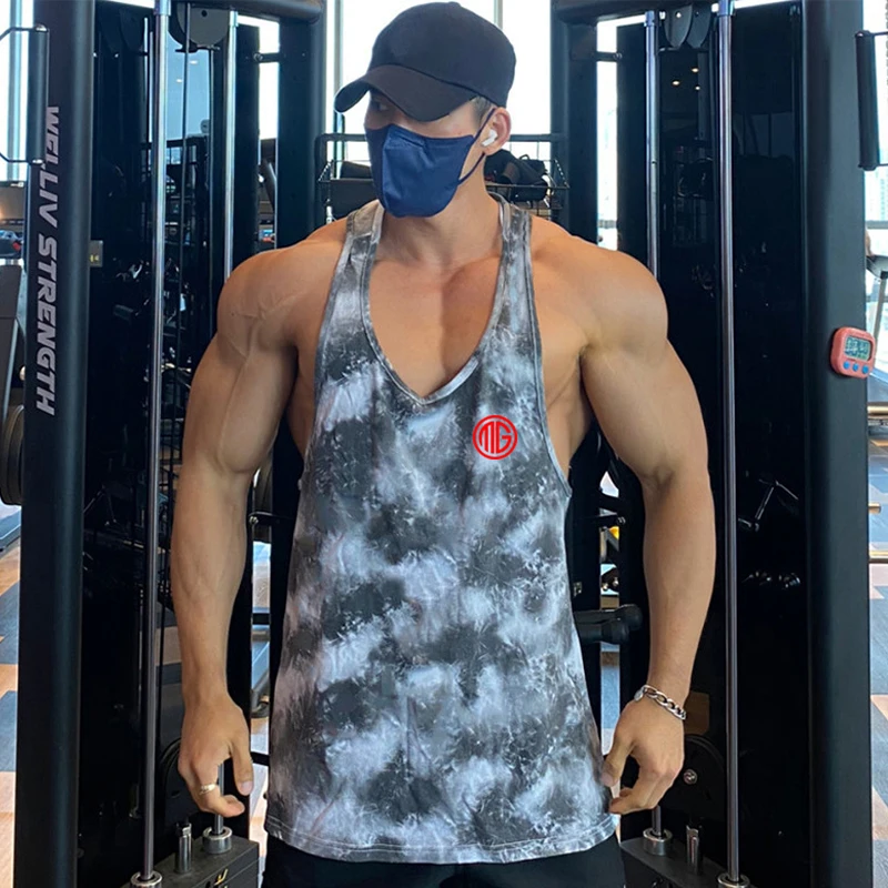 

Men Bodybuilding Tank Tops Camouflage Sleeveless Shirt Gym Fitness Loose Singlet Summer Casual Quick Dry Mesh Muscle Undershirt