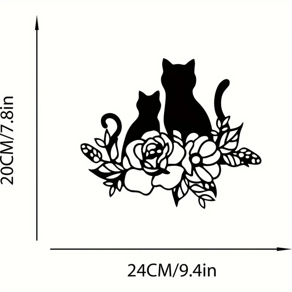 Элегантные Металлические Настенные Рисунки Для Влюбленных Кошек — Цветочные