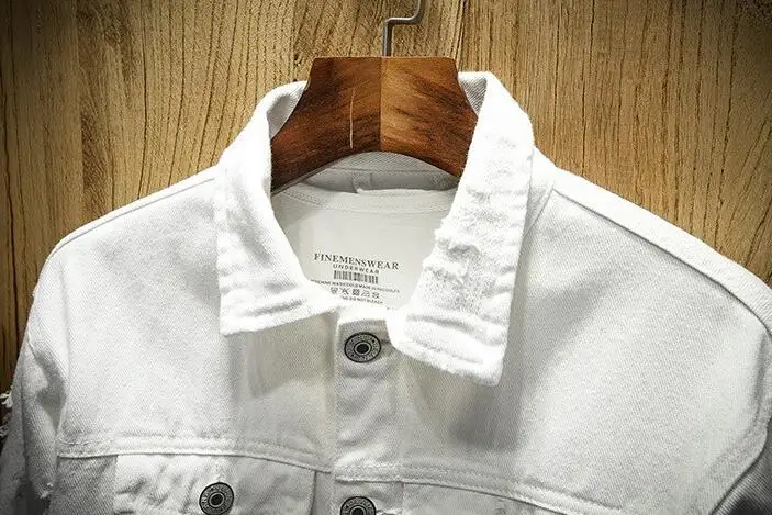 Мужская джинсовая куртка рваная Джинсовая Верхняя одежда с вышивкой уличные