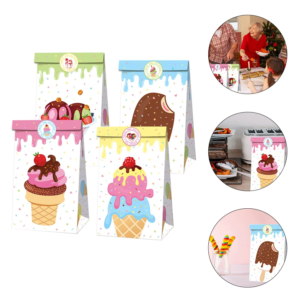 

Paper Gift Party Candy Cream Ice Packing Bakery Treat Lunch Supplies Box Goodie Pouch Favor Grease Decal Grocery Store Resistant