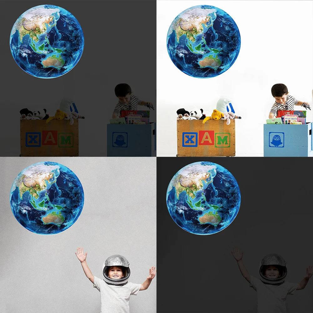 

New 2022 Luminous Earth Style Stickers Kid Room Kindergarten Bedroom Living Room Background Decorative Fluorescent Wall Sticker