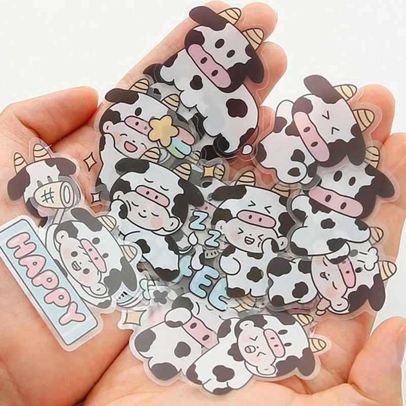 

33pcs/pack Panda Cow Stickers PET DIY Scrapbooking Decorations Journaling Accessories Aesthetic Material Stickers