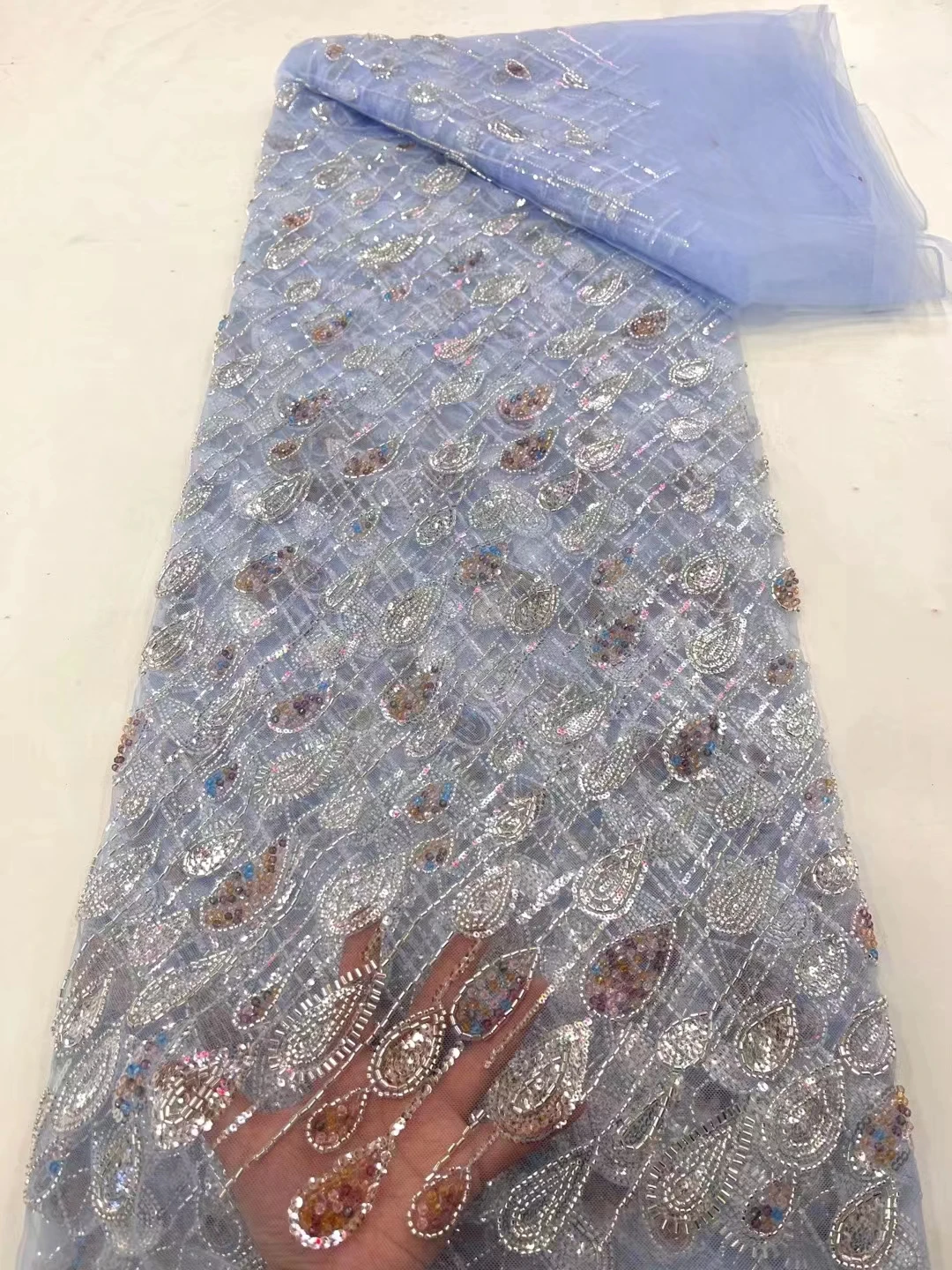 

Элегантные бусины-трубки, африканская кружевная ткань 2023, роскошные нигерийские блестки, французская вышивка, тюль, кружевная ткань от кутюр, материал XC