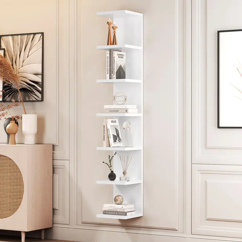 

White Modern Wall Shelf Unit with 6 Shelves