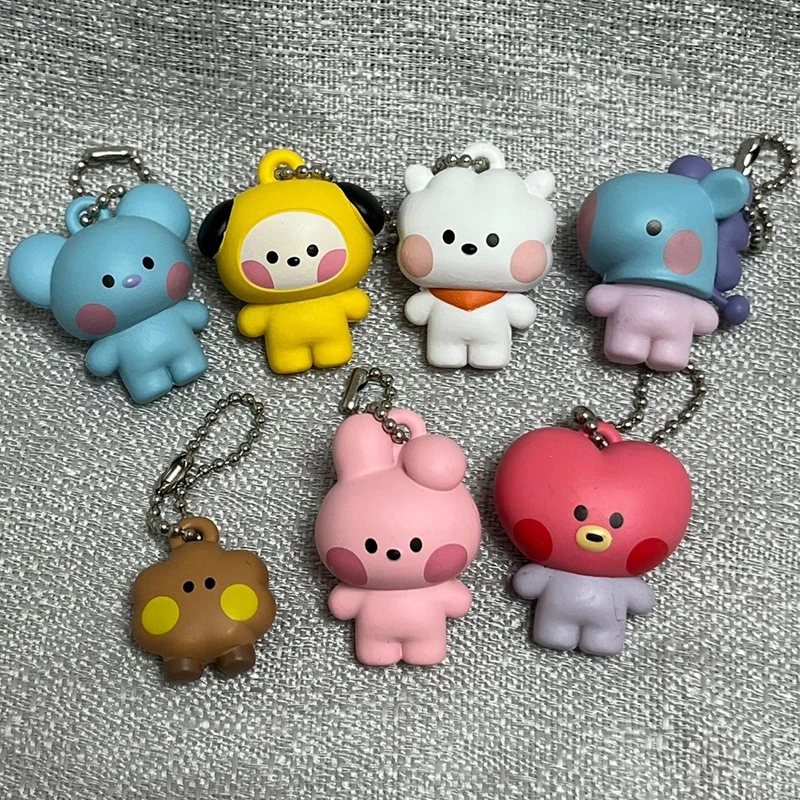 

Kawaii Bt21 Cartoon Resin Keychain K-Pop Tata Cooky Chimmy Koya Mang Shooky Keyring Korea Bt21 Anime Animal Pendant Ornament