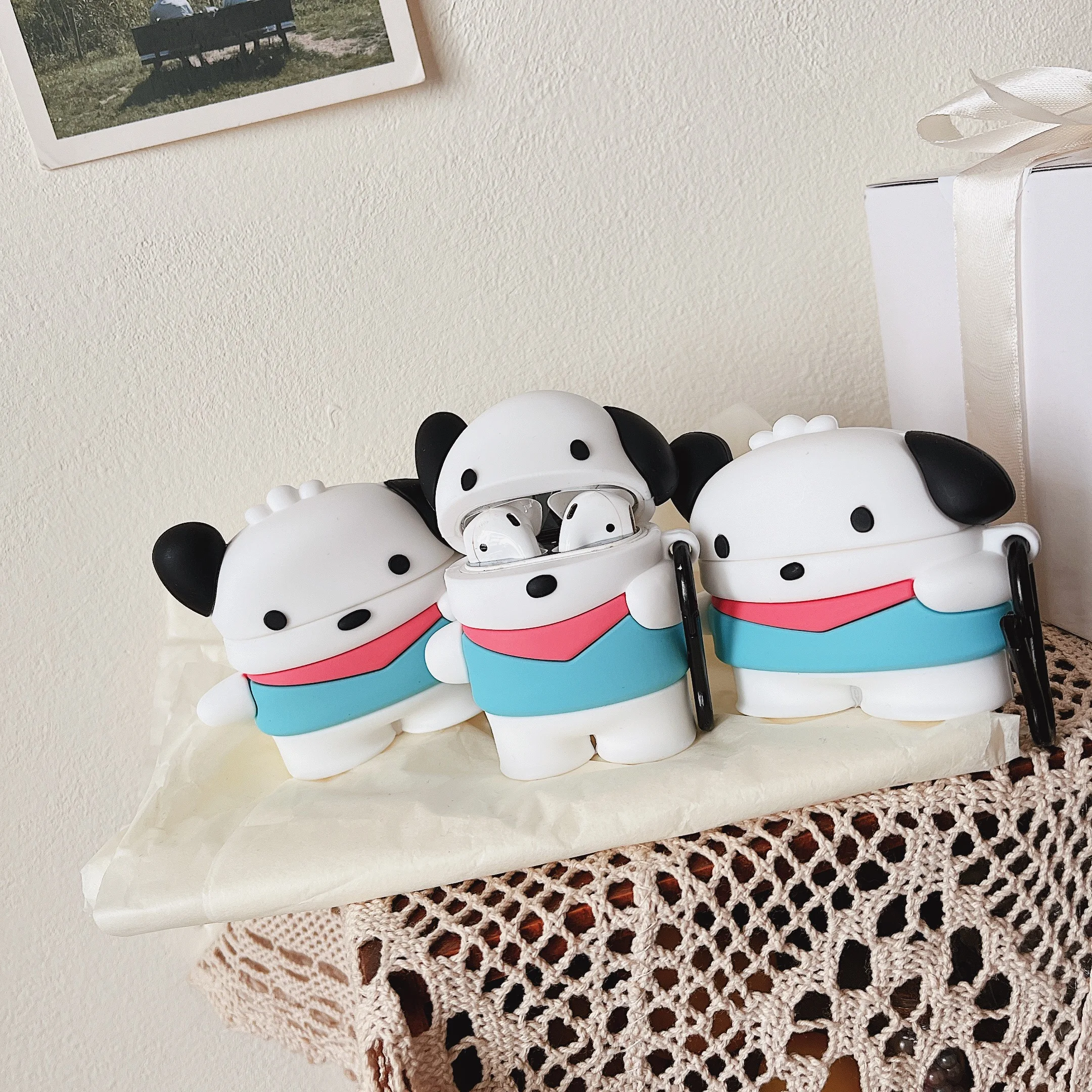 

Cute Little White Dog Headphone Protector For Airpods Airpodspro Headphone Case