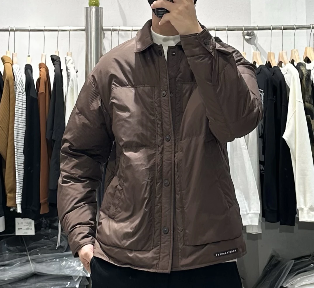 Shirt-Sle Lightweight Lapel Down jacket Men's Winter High-Grade Sense Fashion Loose White Duck Down Warm Short Outerwear Fa...