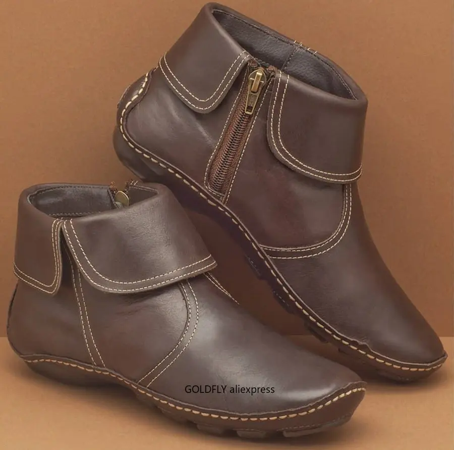 

Martin Boots 2022 New Women's Round Head Casual Women's Leather Boots Side Zipper Winter Size 43 Womens Shoes