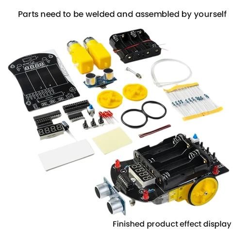 Умный автомобиль DIY Electronic Kit 51 MCU Ультразвуковой автомобиль для объезда препятствий с автоматическим ранжированием, программирующий робота DIY Kit