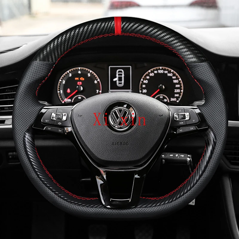 

For Volkswagen Golf T-ROC Tayron Tiguan L Tharu Touran TACQUA I D.4X Private custom leather hand-sewn steering wheel cover