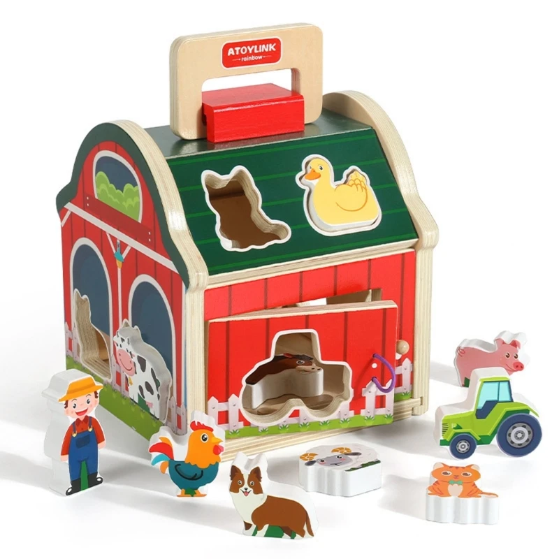 

Colorful Shape Block Matching Game Wooden Toy for Kids Education Farmhouse Puzzle Block Kindergarten Child Learning Toy