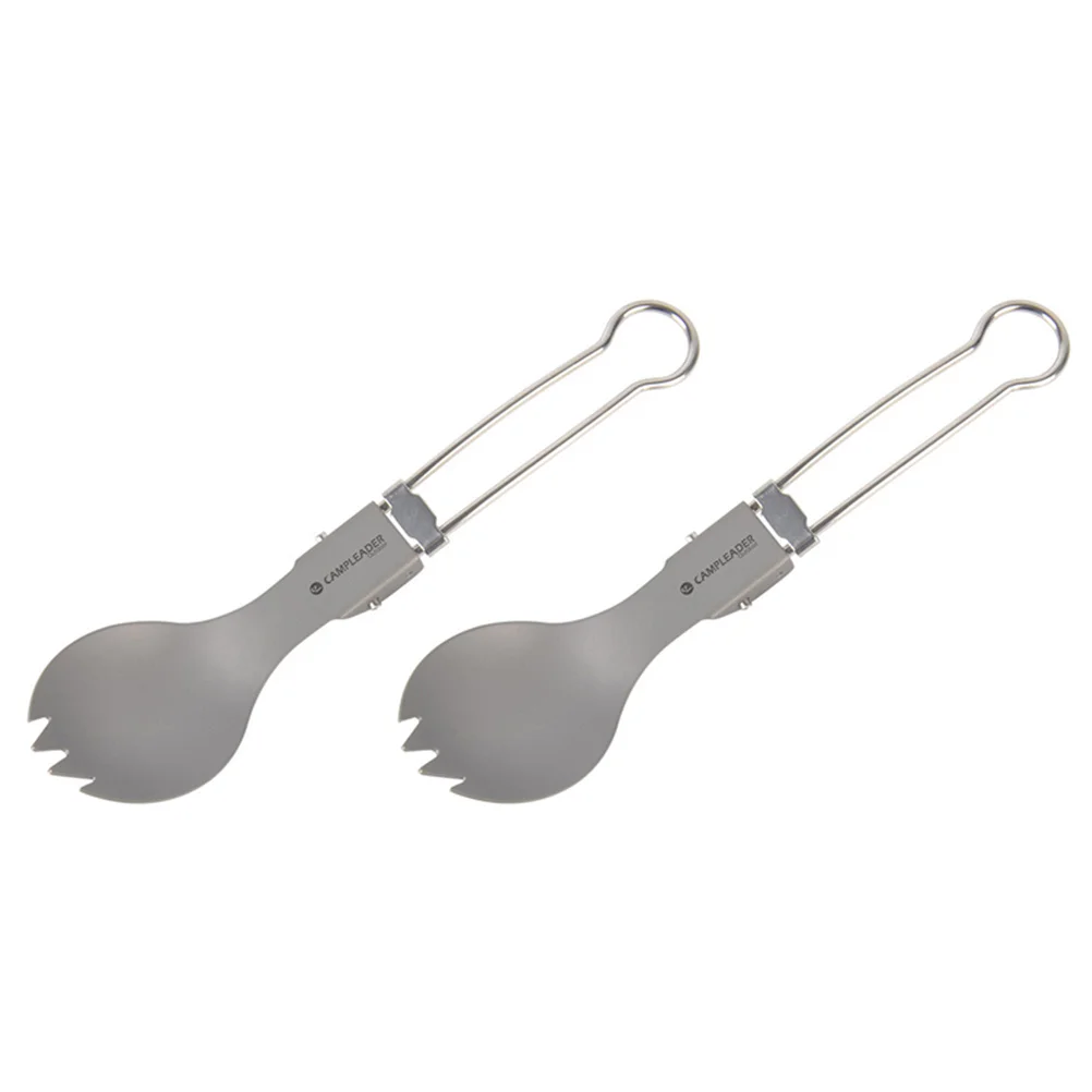 

2Pcs Folding Sporks Novel Fine Practical Folding Fork Camping Tableware Outdoor Tableware