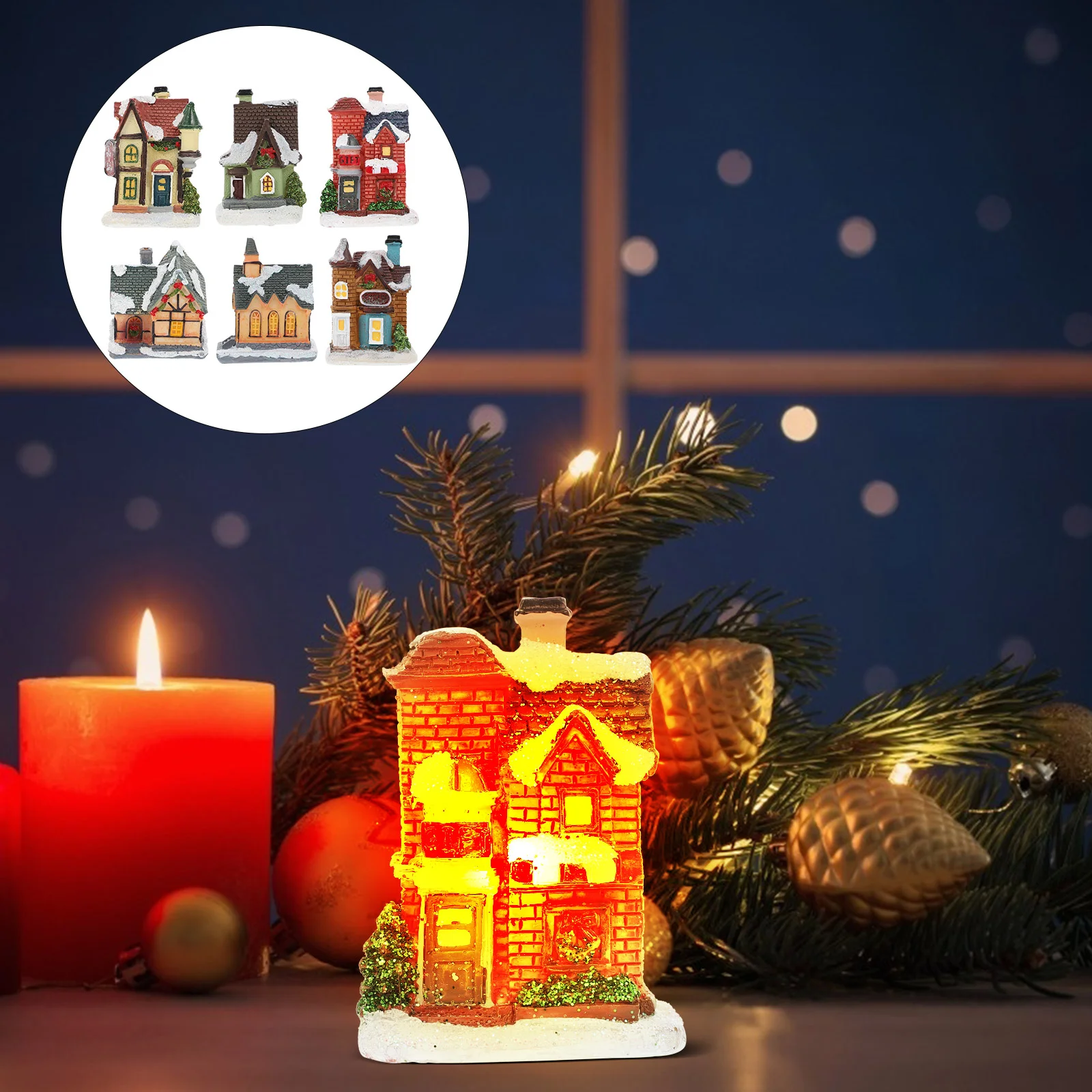 

Рождественский светящийся домашний декор, пейзаж, реквизит, уникальные украшения из смолы, товары для дома на Рождество, светящийся декор, микро-орнамент, новый