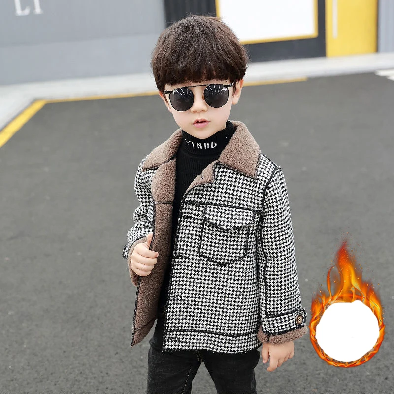 

Boys woolen coat spring and autumn 2022 new style children's clothing boy baby windbreaker middle and small children's jacket