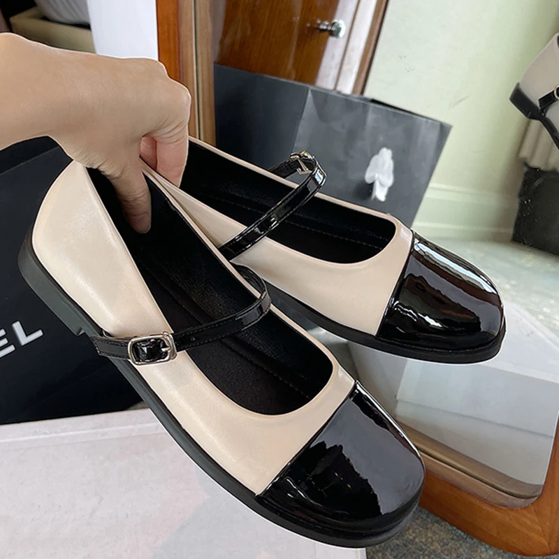 

Party Ladies Flats Shoes Square Toe Mixed Colors Female Casual Outdoor Sandals Buckle Strap Shallow Women Flat With Sandal