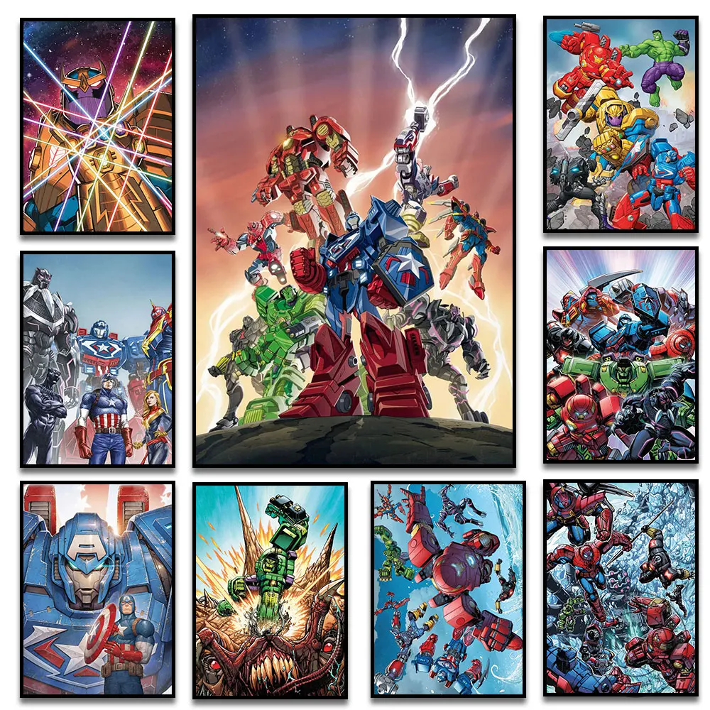 

Marvel The Avengers Mech Strike Comics Prints Hulk Fighting Wall Art Poster Canvas Paintings Collection Home Decor Pictures Gift