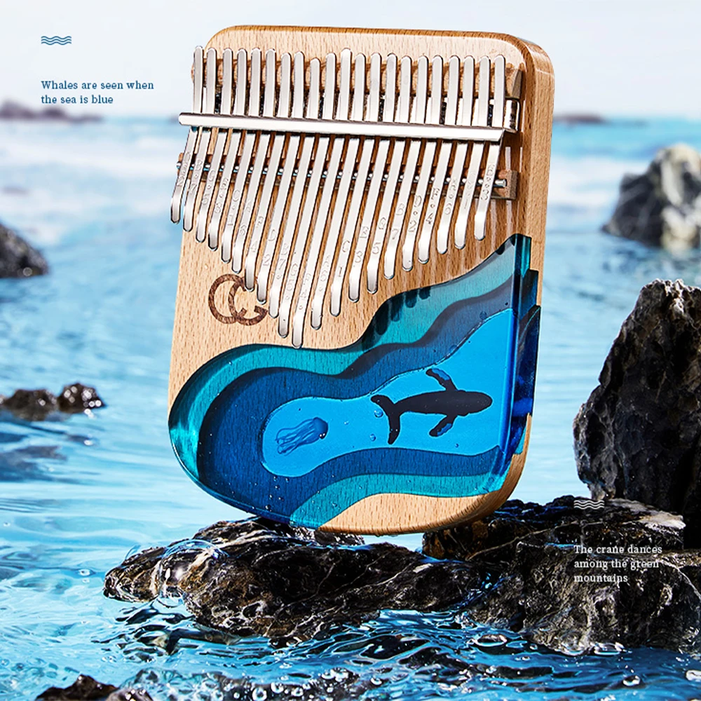 Kalimba 17 21 Key High Quality Wooden Thumb Piano Solid Wood Ocean Whale Dolphin Piano Musical Instrument Gift With Accessories