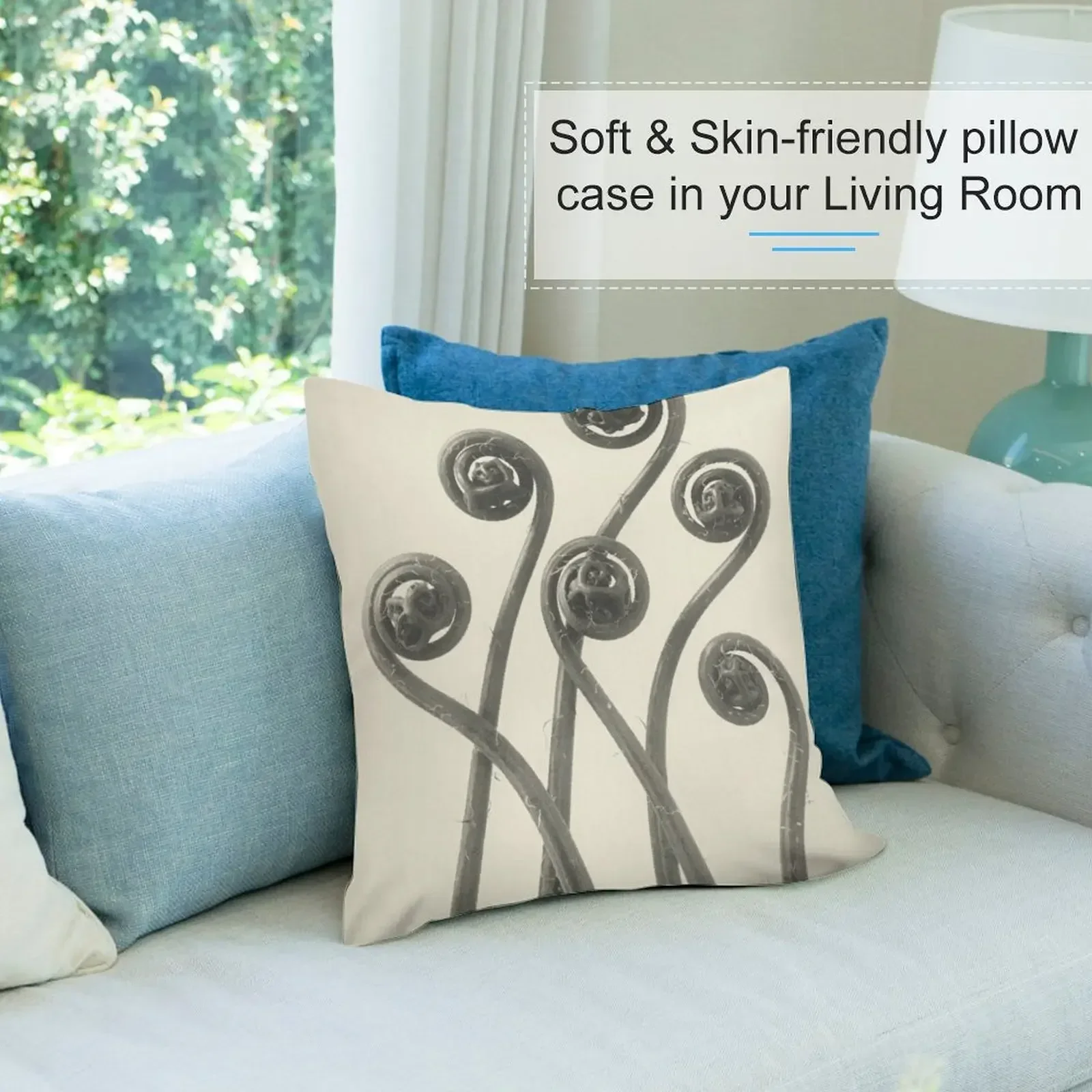 Винтажная подушка с папоротником и головой скрипки эстетическая рождественская