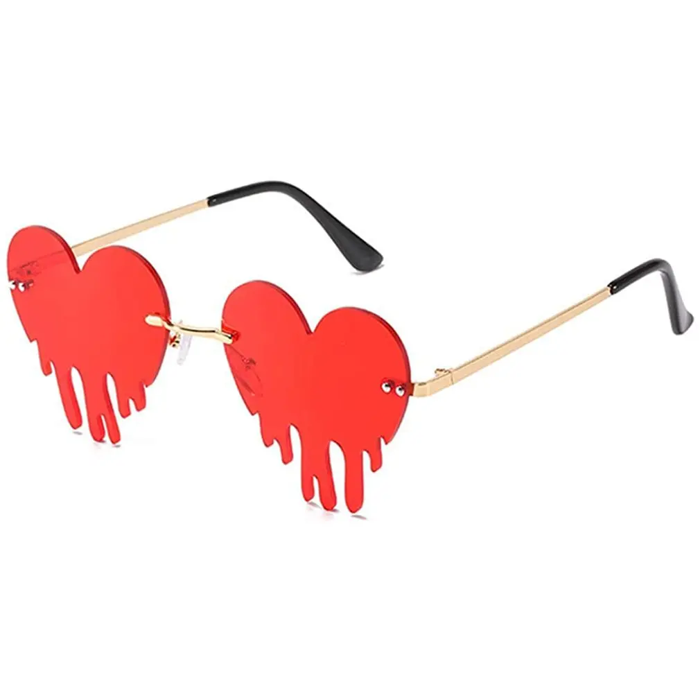 

Fashion Unique Love Heart Flame Shape Women Sunglasses Clear Ocean Mirror Lens Shades UV400 Retro Rimless Men Sun Glasses