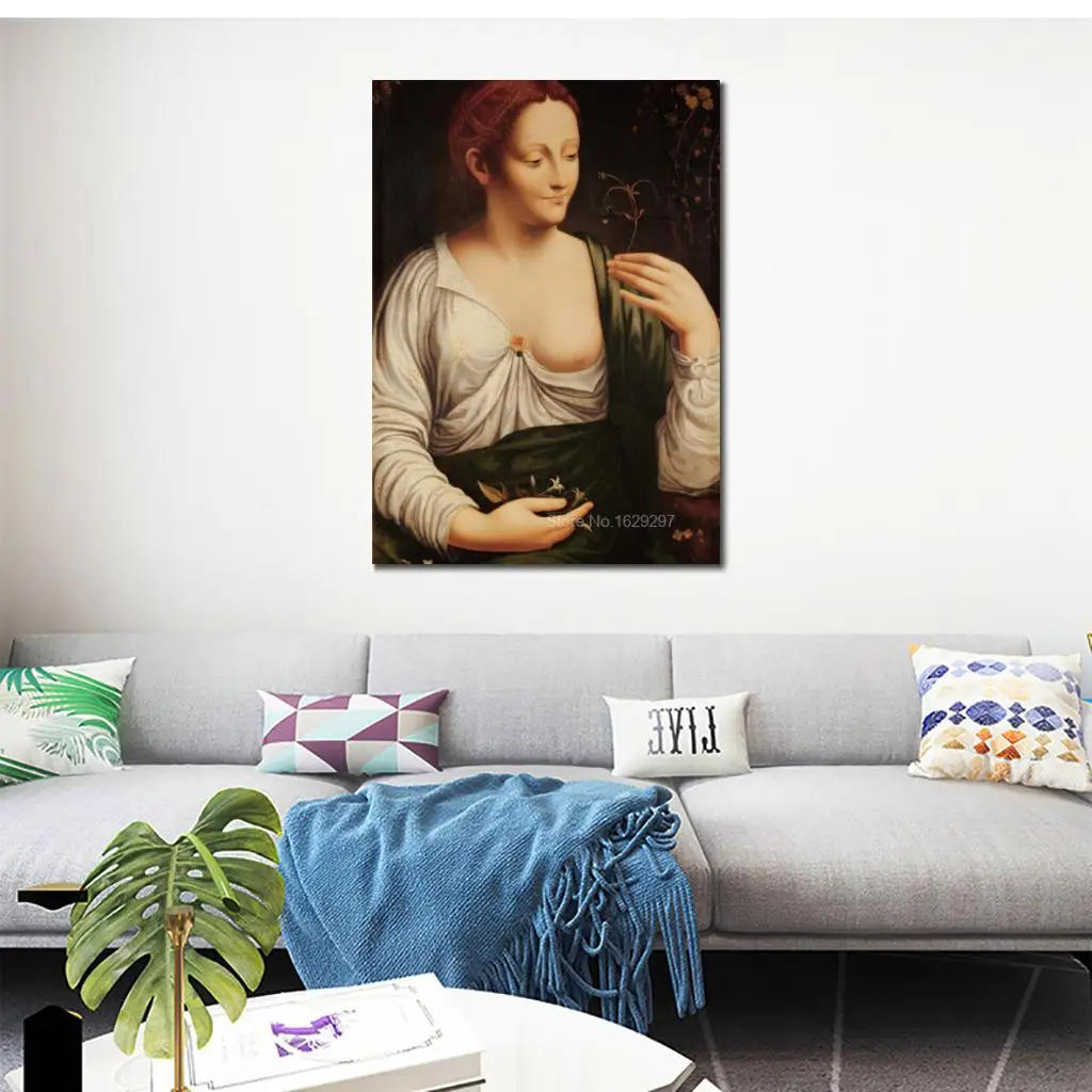 Classic Figure Oil Painting For Dining Room Columbine Leonardo Da Vinci High Quality Hand Painted Unframed Canvas Home Decor | Дом и сад