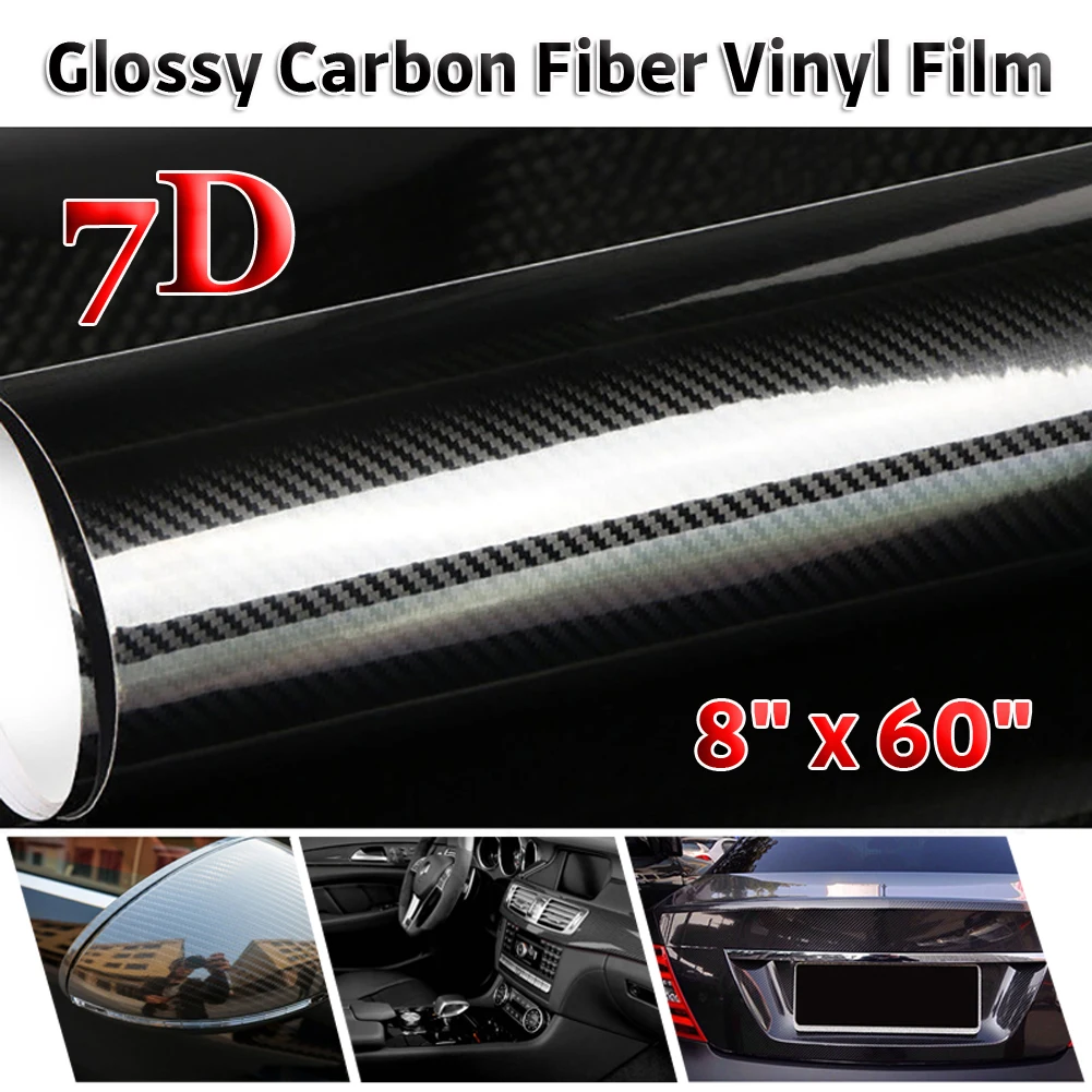 

Car Sticker Glossy Carbon Fiber Vinyl Film Car Wrap Super Glossy 7D Carbon Film with Size 20CM x 152CM Waterproof Film
