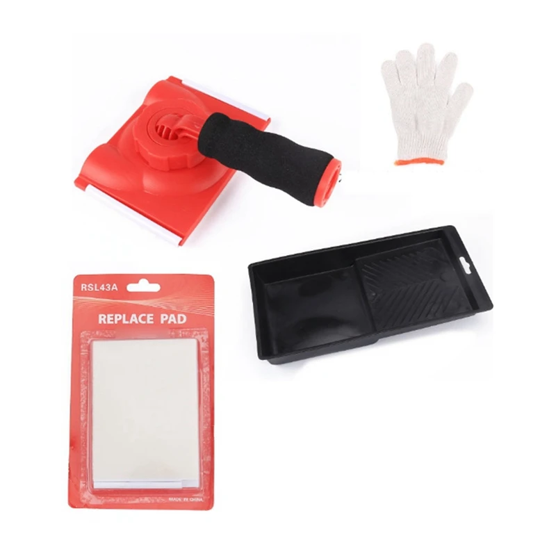 

Latex Paint Edger Brush with Paint Tray Glove Sponge Pads for Home Room Wall Ceiling Painting Hand Tool