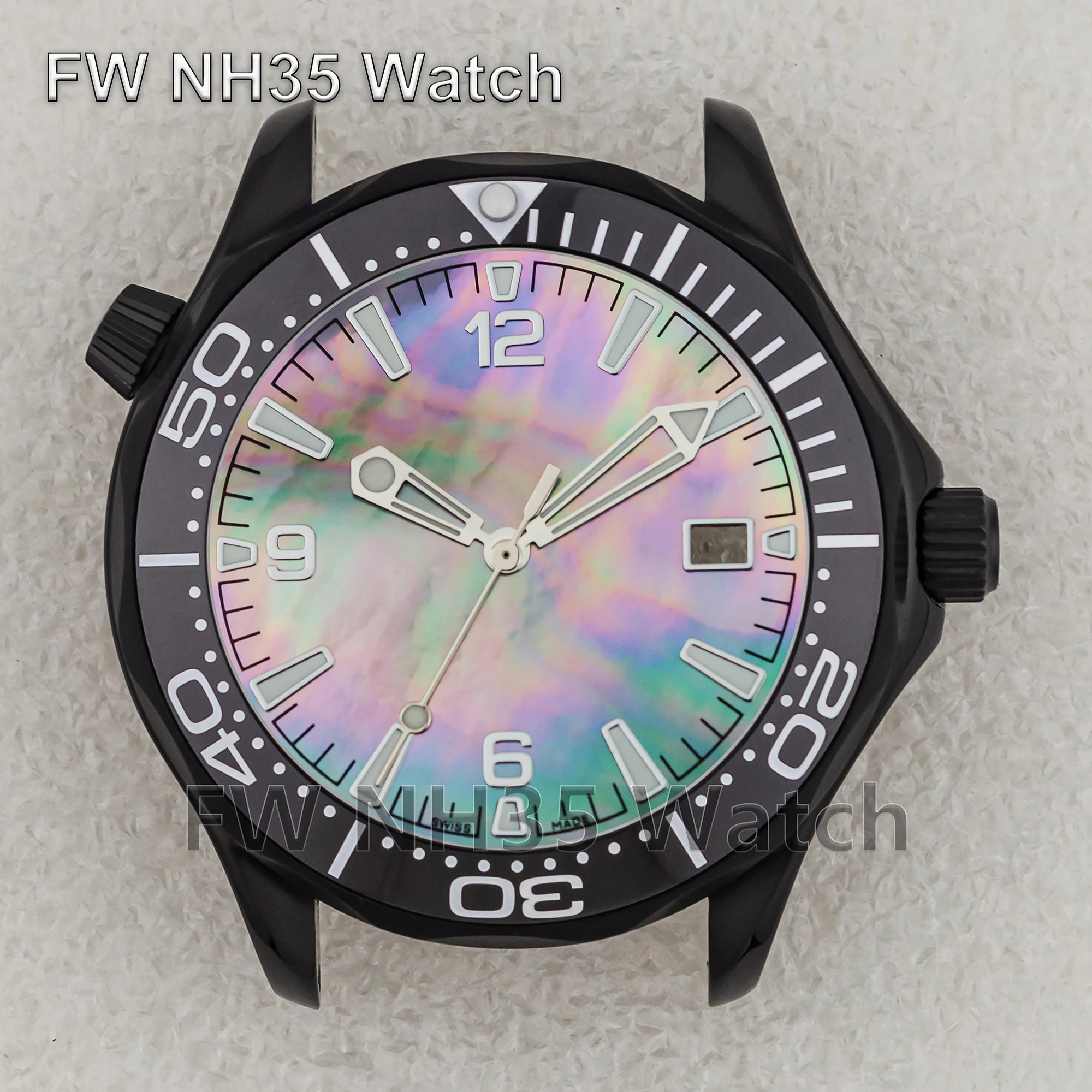 Корпус часов NH35 циферблат светящиеся стрелки керамический безель для Mod Seamaster 300