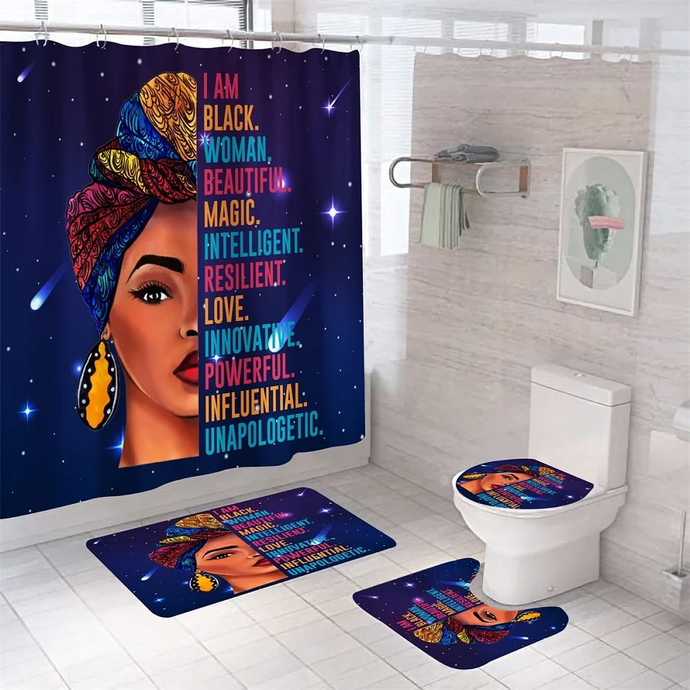 Африканский Американский комплект занавесок для душа красочная Цитата девушка с