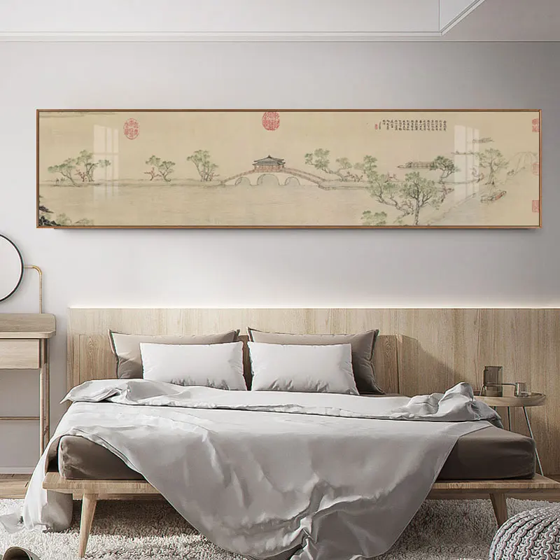 

Chinese Style Ink Landscape Painting Office Mural Large Size Exquisite Printing Modern Bedroom Bedside Decor Canvas Painting 06