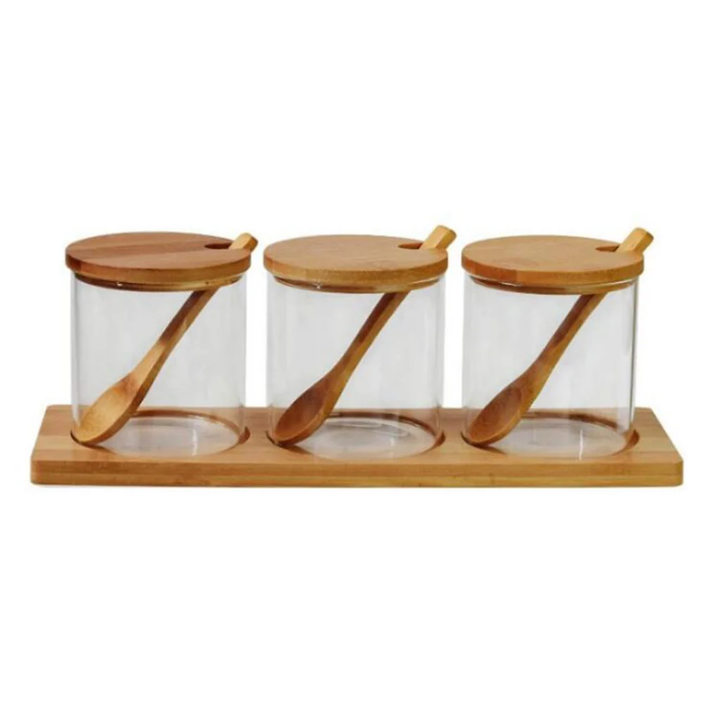 

Jar Condiment Box Jars Set Salt Pot Seasoning Pots Tray Storage Container Cork Lid Lids Canister Serving Cookie Coffee Rack