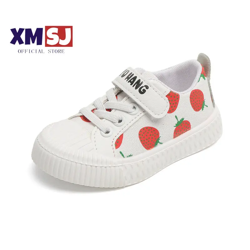 Children Canvas Shoes Rubber Sole Fruit Pattern Shallow Anti-slip 21-30 Toddler Boys Girls Flat Shoes Spring Kids Casual Shoe