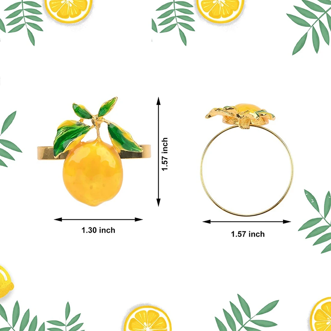 

12 Pieces Lemon Napkin Rings Summer Napkin Holders Tropical Fruit Napkin Buckle Decor for Summer Birthday Wedding Party