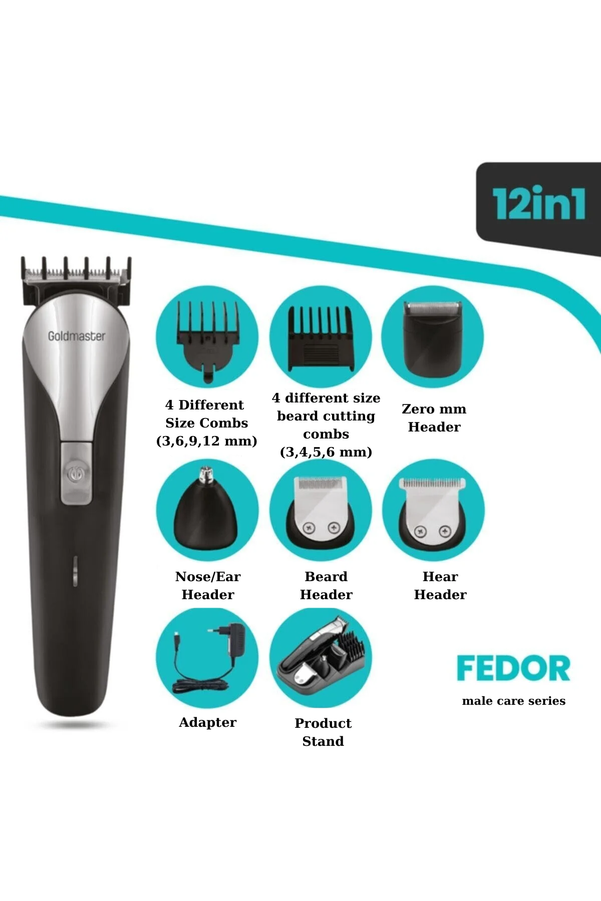 Hair Beard Ear Nose Underarm Shaver Wired And Wireless 12-piece Set 120min Usage Time Male Grooming Birthday Gift Fast Shipping Product Stand