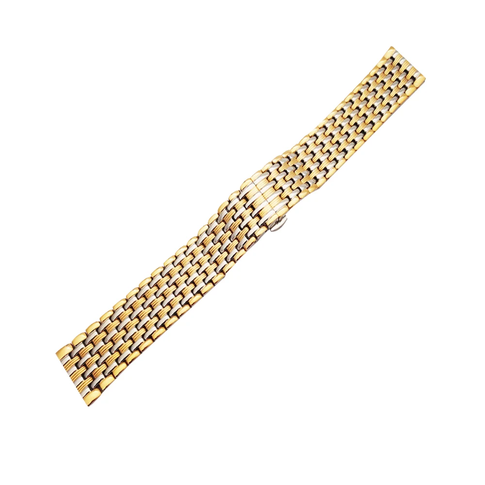 18mm 20mm 22mm Stainless Steel Solid Butterfly Buckle Bead of Rice Straight End Watch Band Strap Fit for All Watches