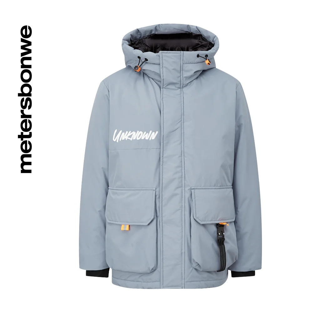Metersbonwe Long Down Jacket Men Winter 80% Gray Duck Down Hooded Men Anti-snow Winter Down Coat Brand Loose Outerwear Warm Coat