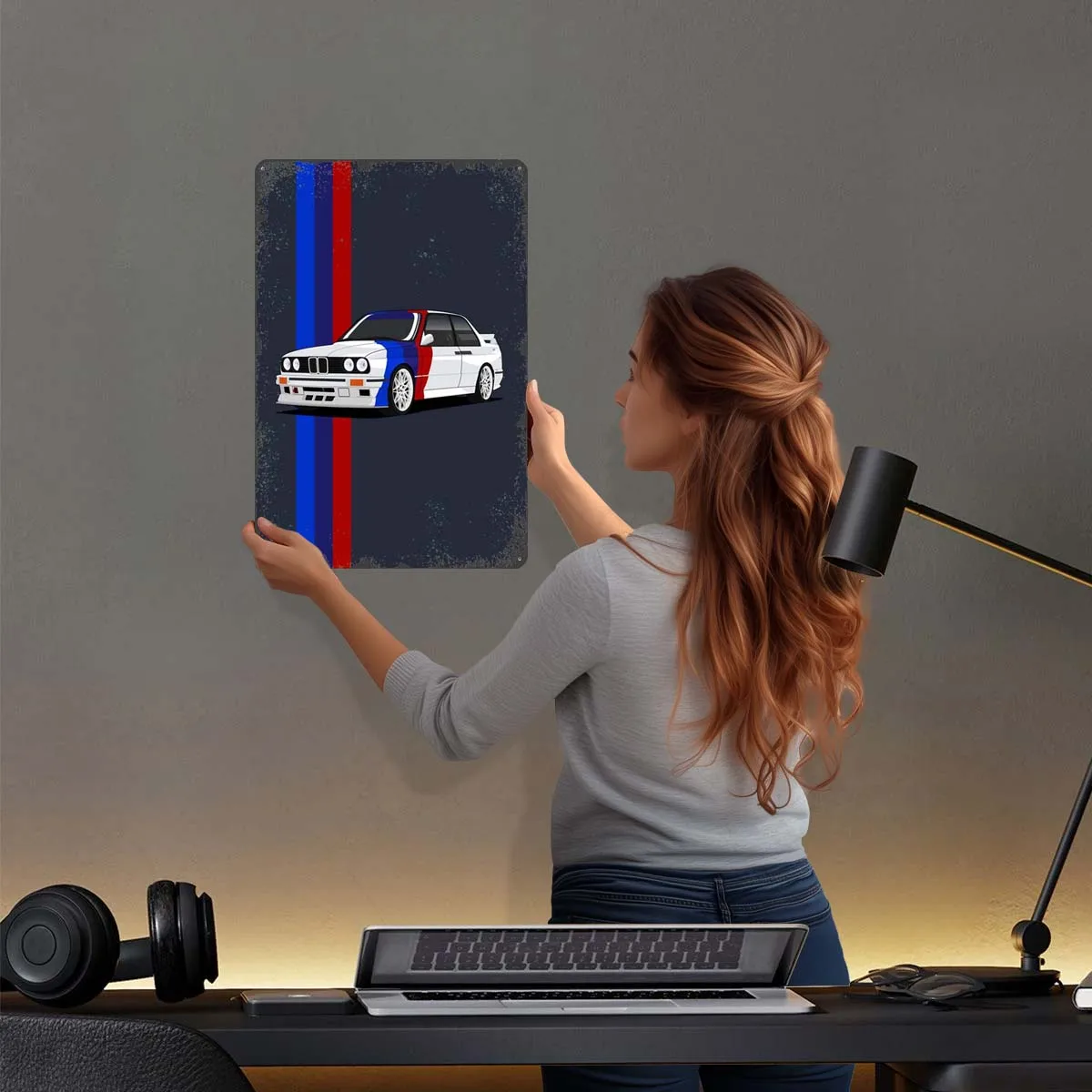 Bmw E30 Rally Классический знак Автомобильный металлический плакат Человек Пещера